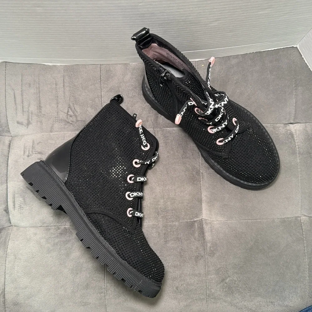 DKNY Girls Ava Speed Moto Sparkle Boots Size 4 NWOT